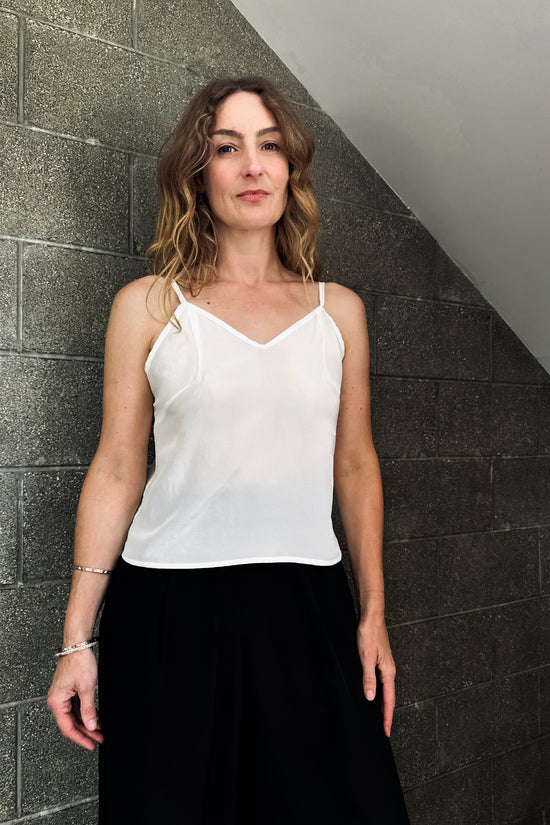 Image Title Silk Crepe De Chine Singlet with adjustable Straps